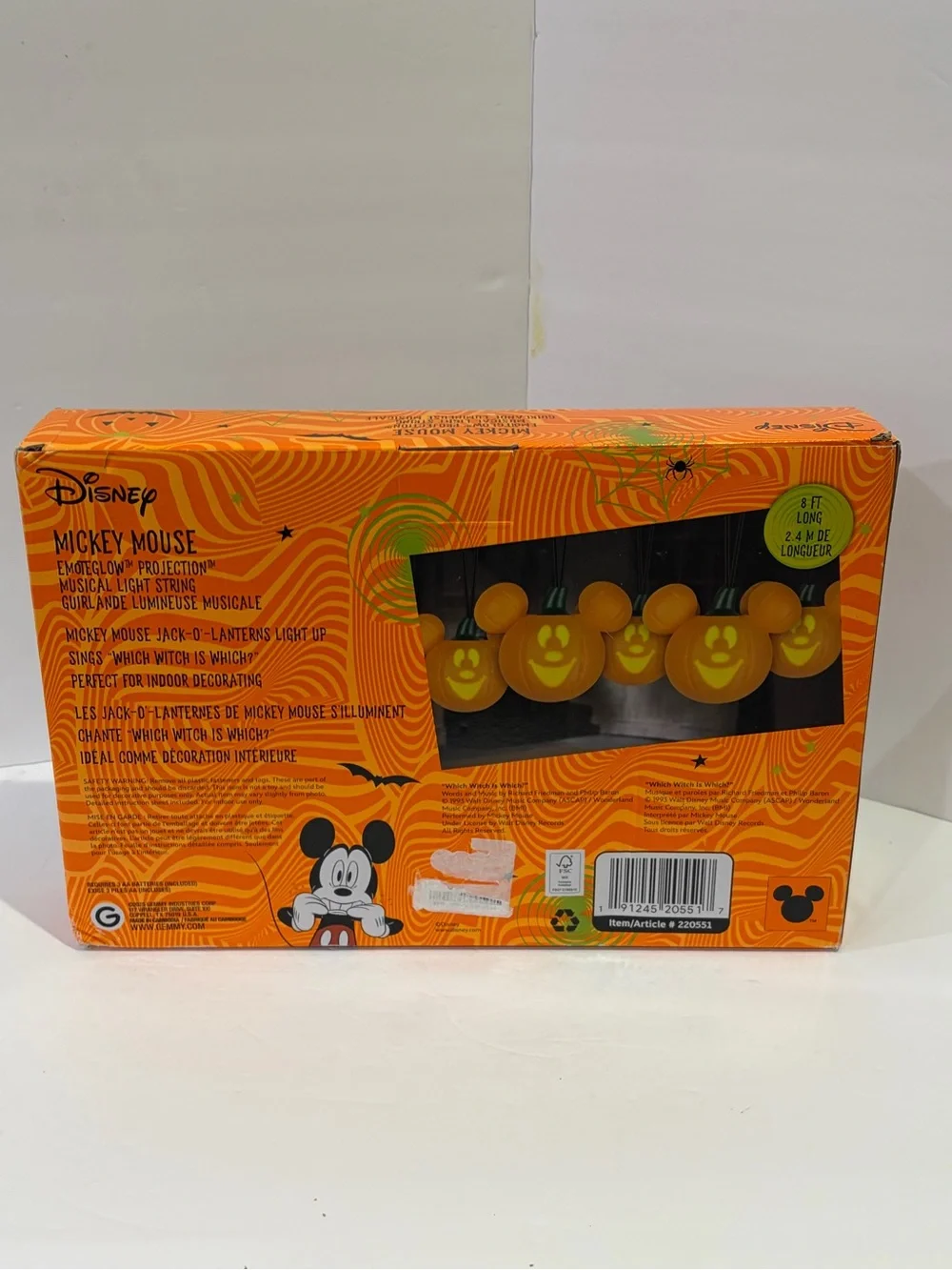 Disney Mickey Mouse Pumpkin Face EmoteGlow String Lights with Music NIB